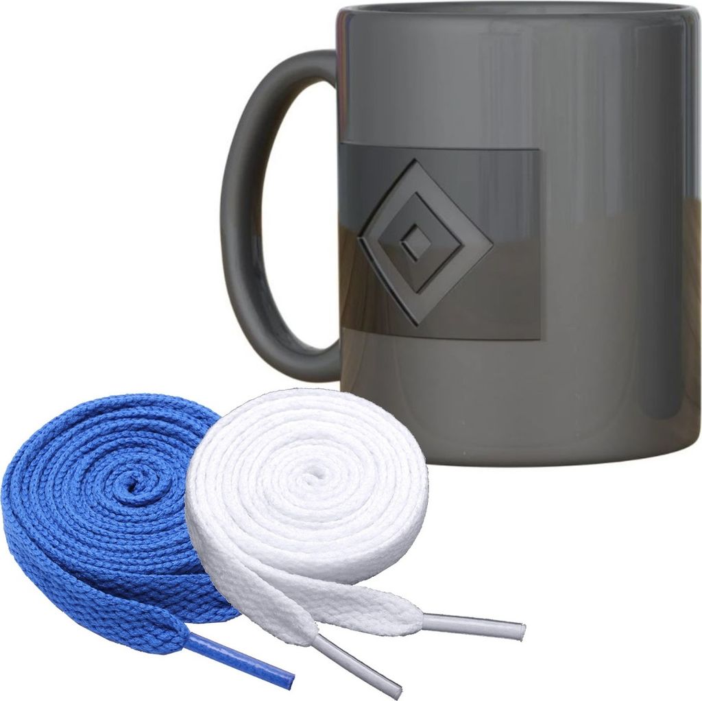Hamburger SV HSV Tasse Relief grau + 2 Paar Fan-Schnürsenkel 1# 16#