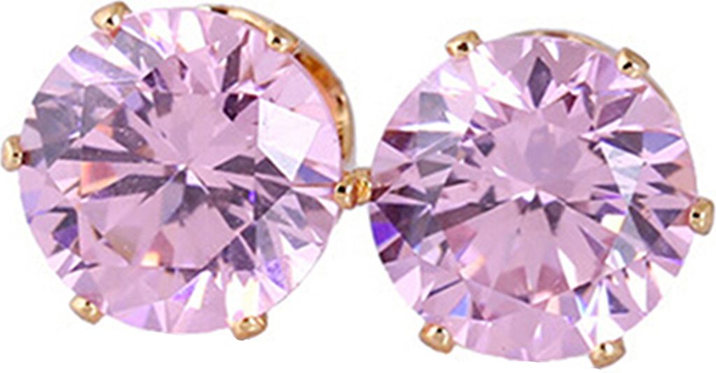 Ohrstecker, elegant, passend zu Zirkonia, rund, exquisite Ohrringe für Dating-Rosa + Gold