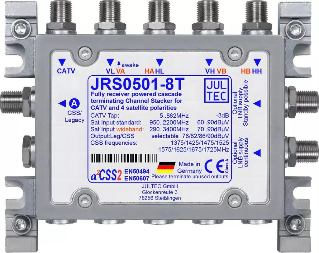 JULTEC JRS0501-8T, 7 wejś., 1 wyjś., 9 V, 185 mA, 131 mm, Zdjęcie produktu 