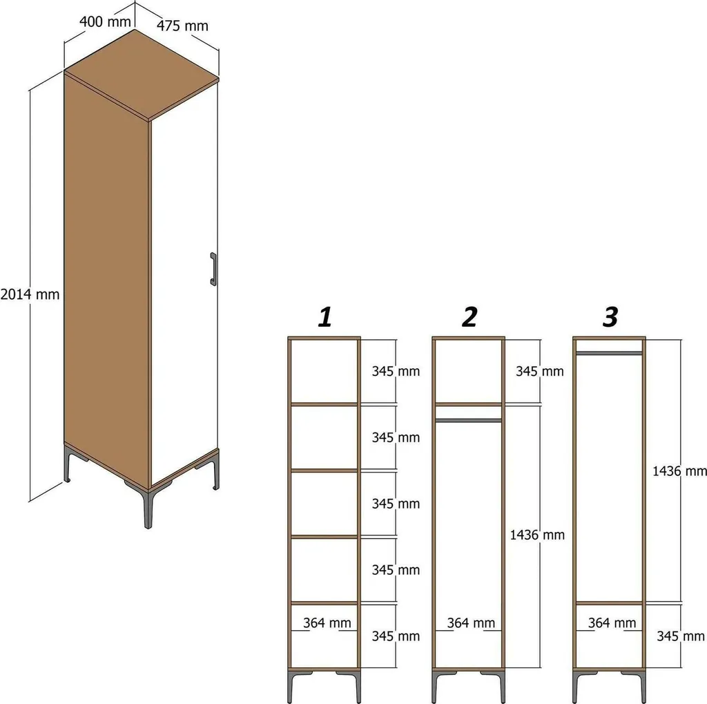 Armoire Compacte Giusta Blanche 1 Porte 40x48 cm à Haute Capacité - 3