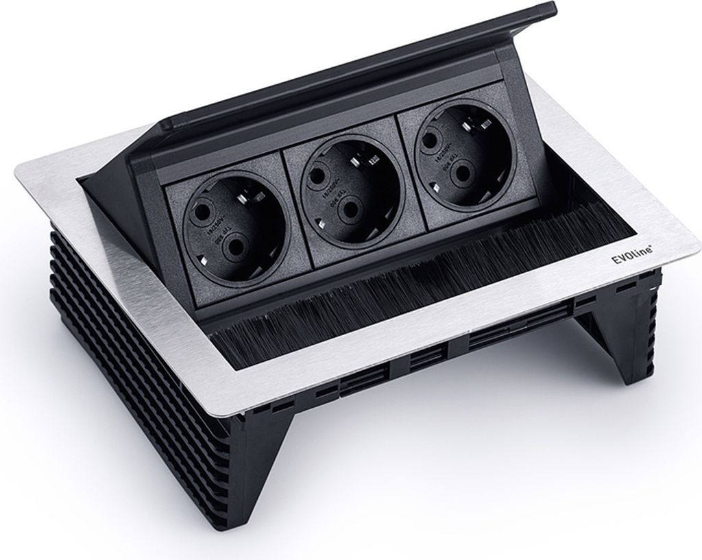 EVOline FlipTop Push Multiprise VDE 3x, escamotable / Prise Image du produit 