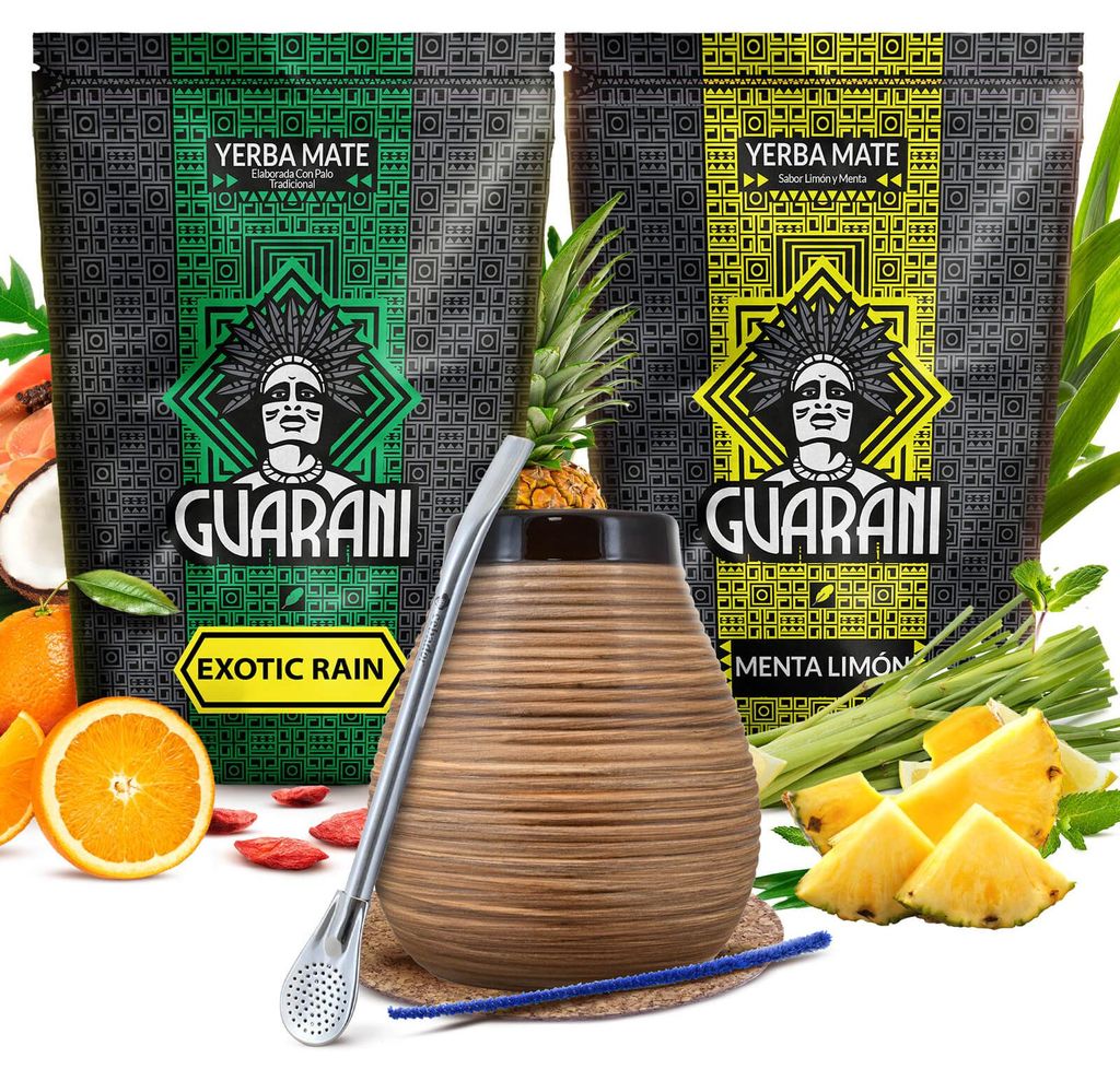 Guarani - Mate Tee Set Exotic Rain, Menta Limon 2x500g - Produktbild 