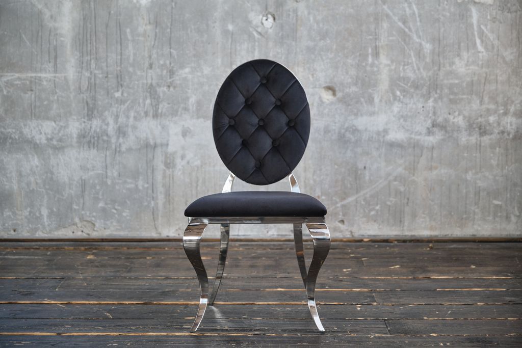 KAWOLA Stuhl LINDA Esszimmerstuhl Barock Velvet schwarz Produktbild 