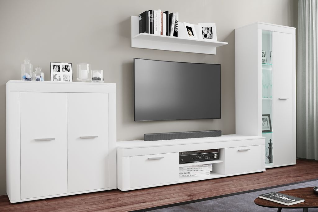 VCM TV Möbel | 4-tlg. Wohnwand mit ausreichend Stauraum | Fernsehschrank | Anbauwand – Usilo XL