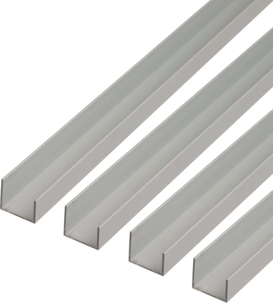 Alberts U-Profil | Aluminium, silberfarbig eloxiert | 1000 x 22 x 20 x 15 mm | 4er Set