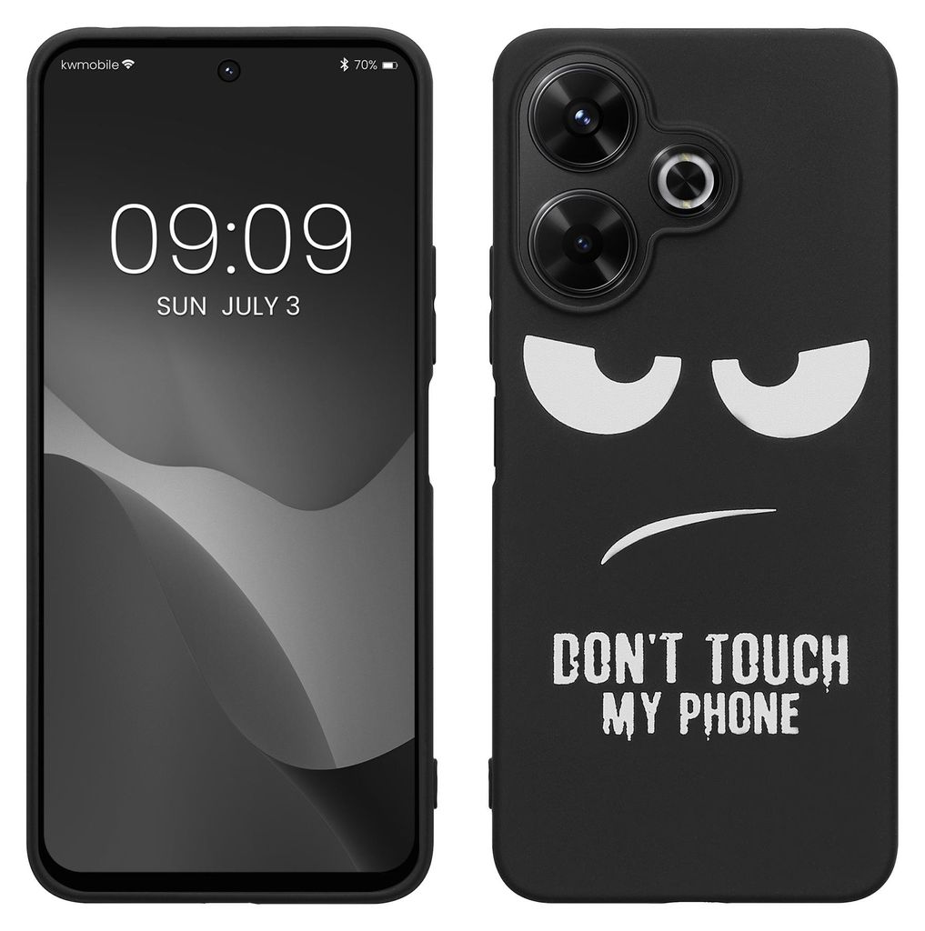kwmobile Hülle kompatibel mit Xiaomi Redmi 13 - Handyhülle Silikon Case - Don't touch my Phone Weiß Schwarz