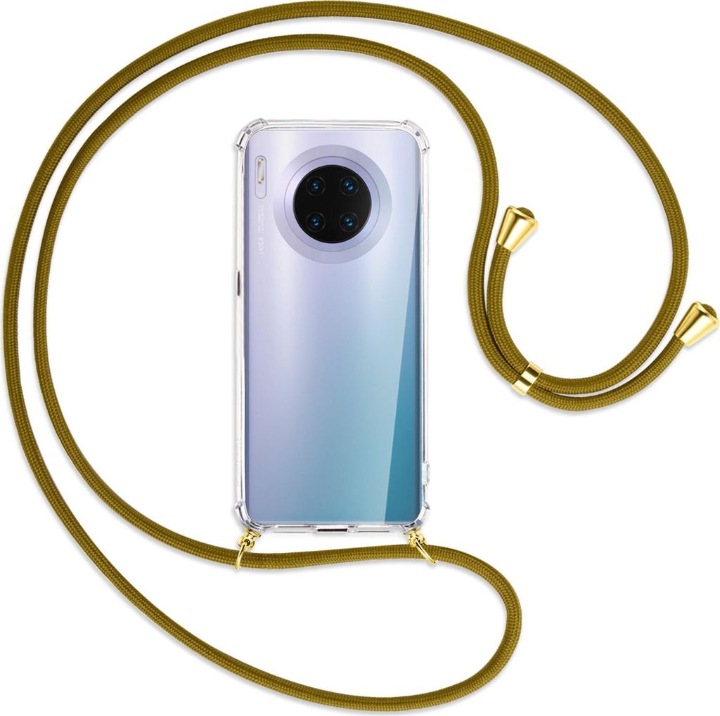 Handykette Backcover-Schutzhülle mit Band (Metall goldfarben) für Huawei Mate 30 Pro - khaki