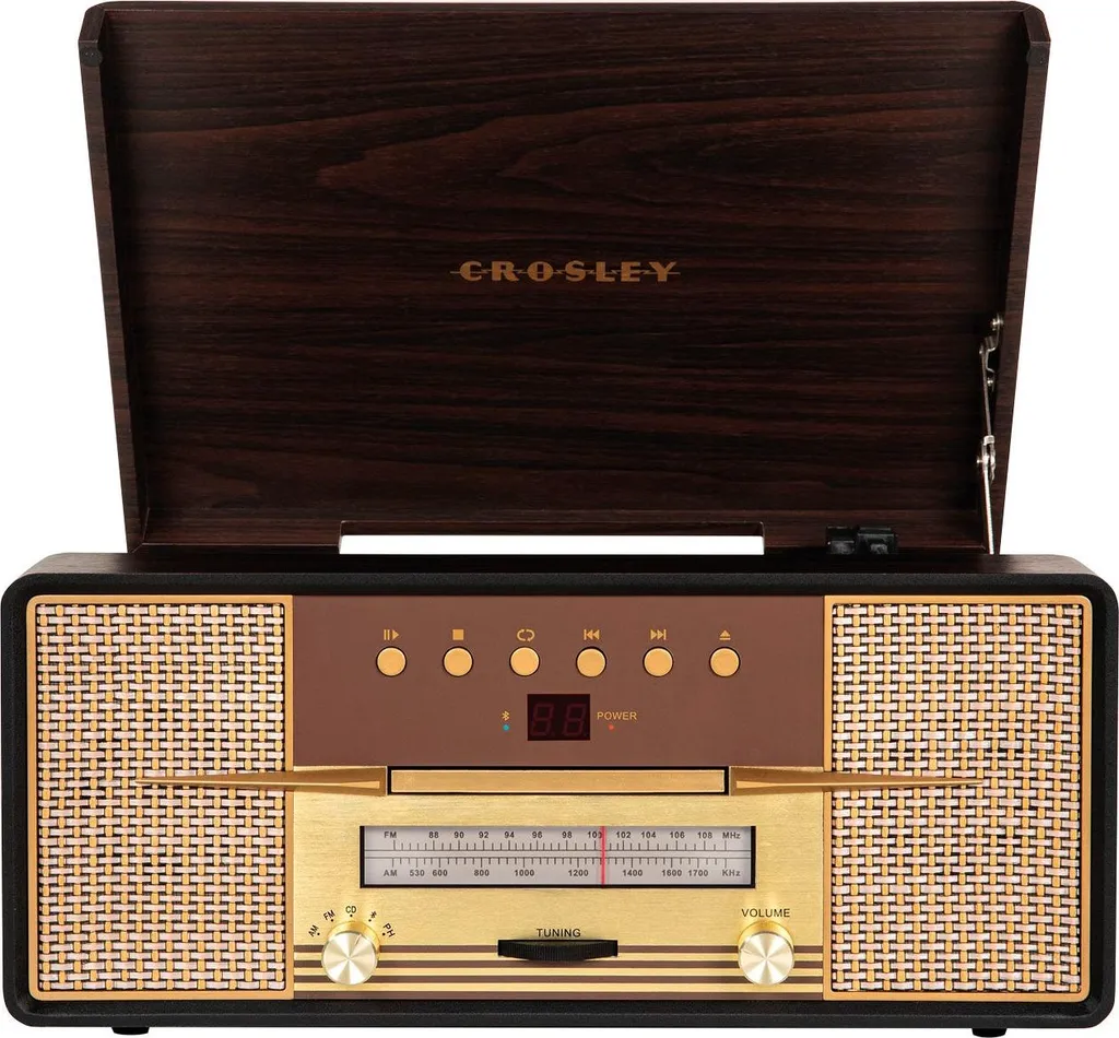 Table de mixage Crosley Rhapsody Acajou avec Bluetooth et Haut-Parleurs