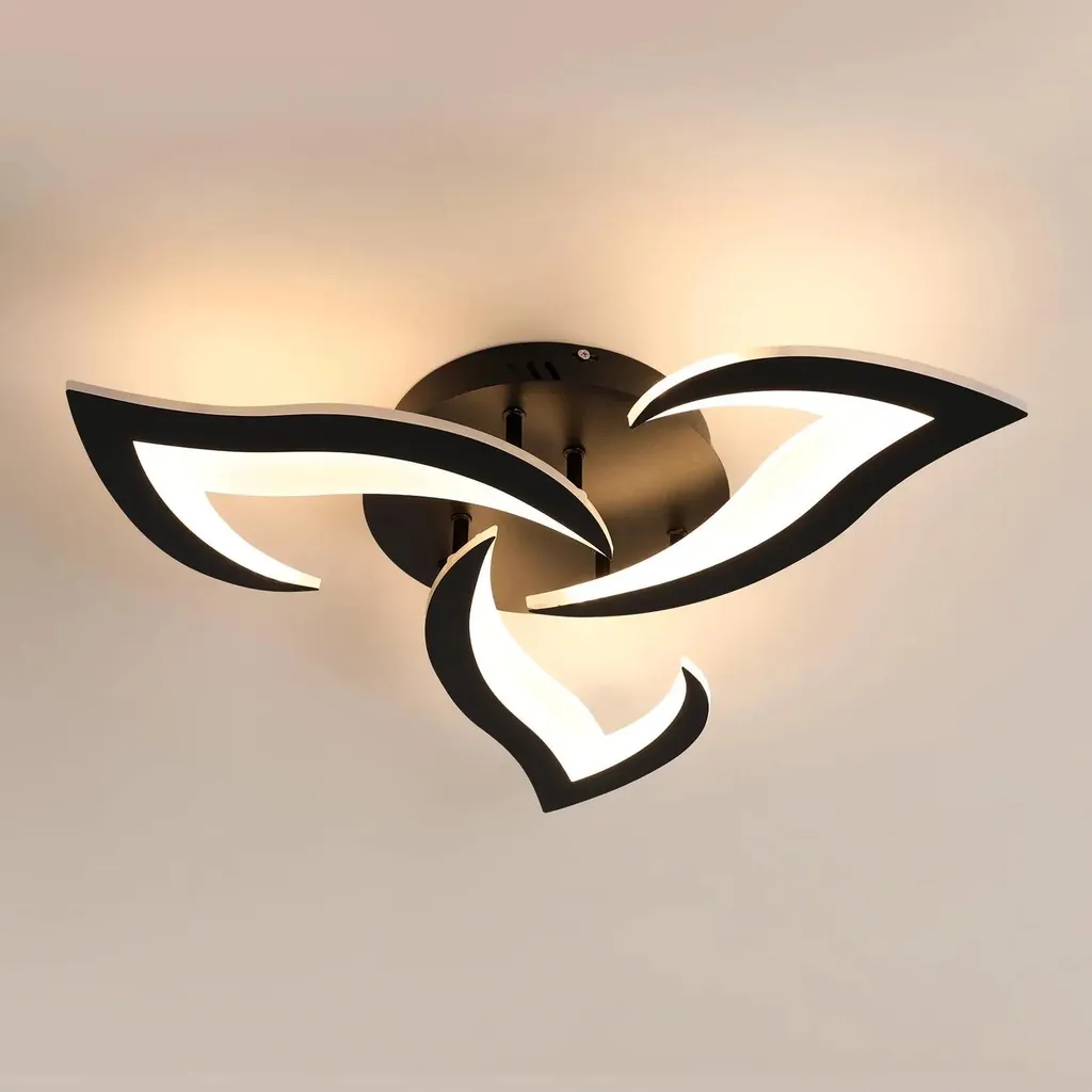 Luminaire Plafonnier LED Design Floral Noir pour Chambre et Séjour
