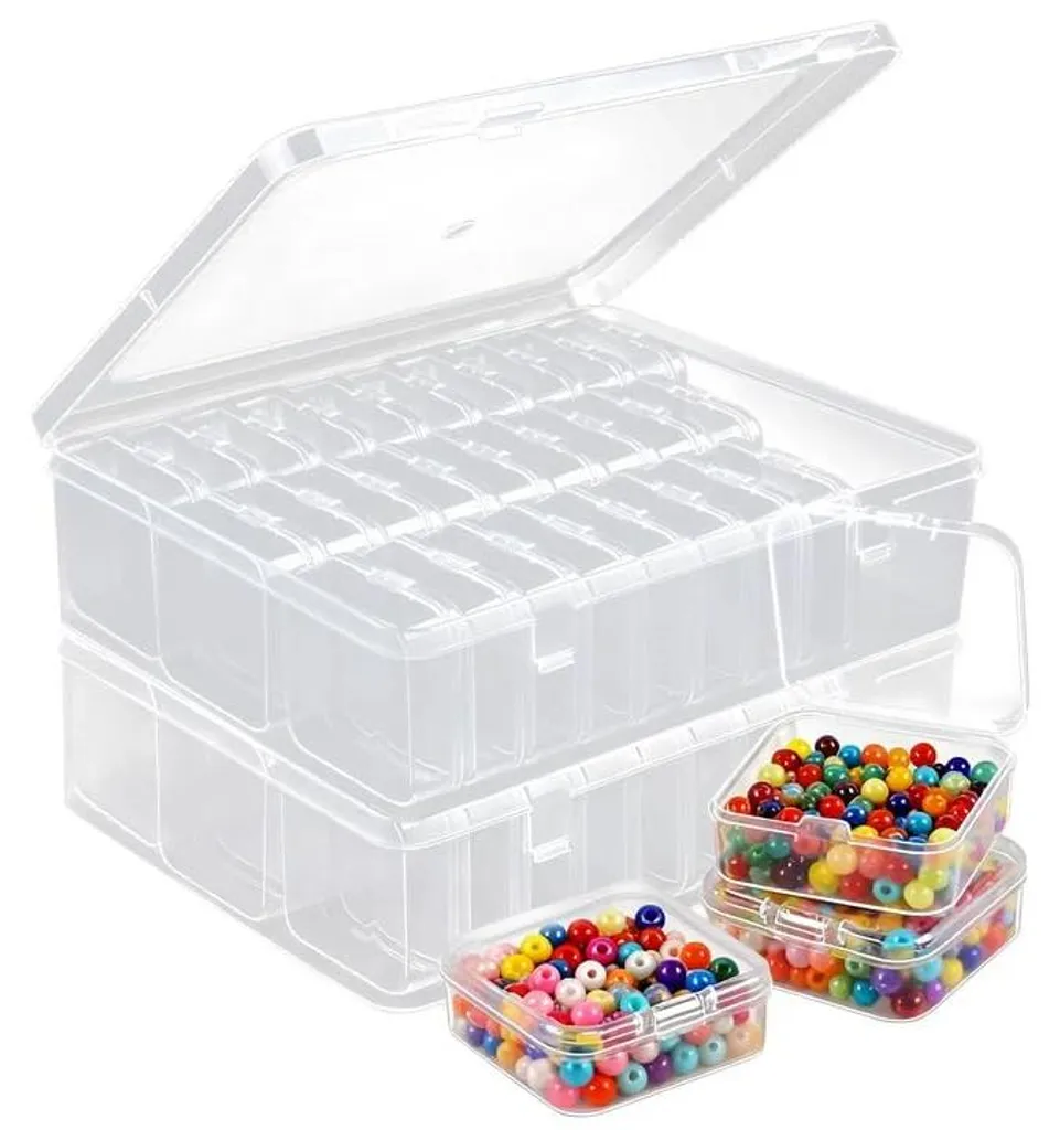 Bac de tri transparent avec 60 boîtes individuelles pour petits objets
