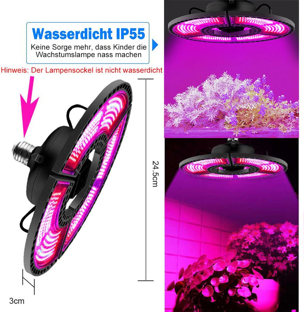 LED Pflanzenlampe Vollspektrum 300W Faltbar, LED Grow Lampe Produktbild 8