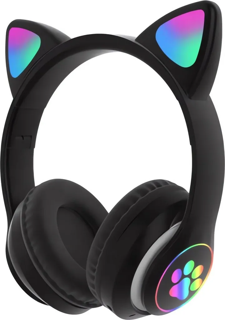 Cuffie Wireless per Bambini con Orecchie Gatto Verk 04116 - LED Nero
