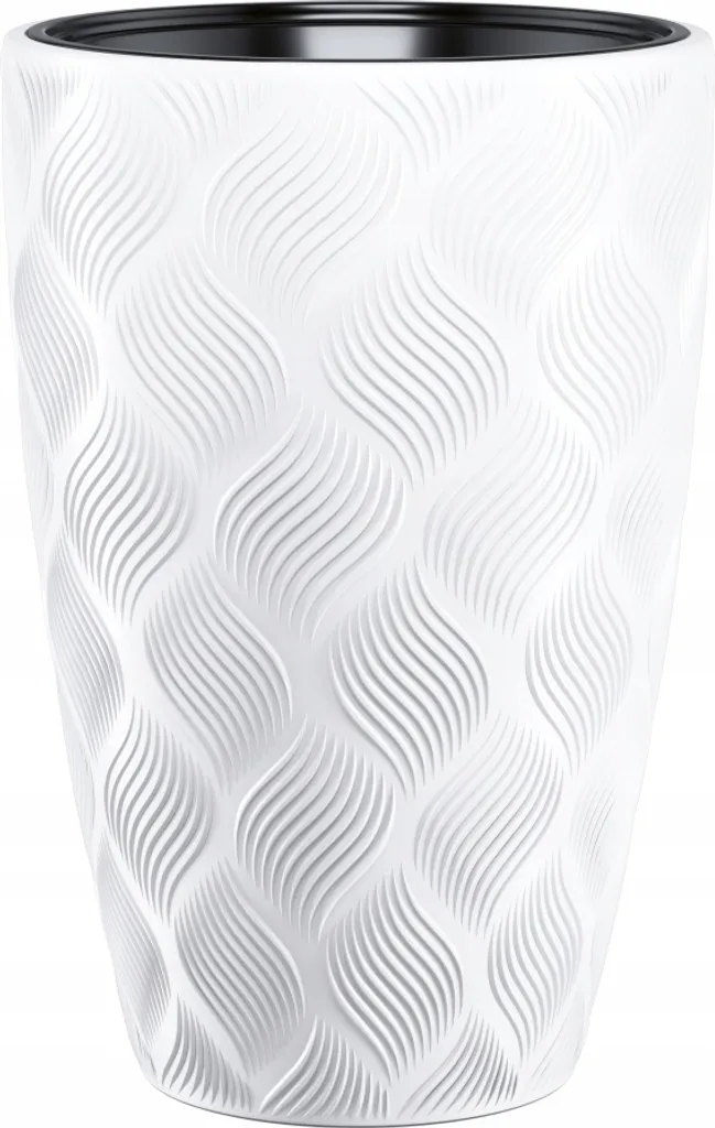 Jardinière ronde Slim 40 blanche - Grand pot de fleurs décoratif chic