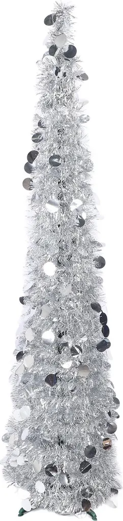 Sapin de Noël Pliable sans Aiguilles 150cm - Arbre de Fête Argent Facile