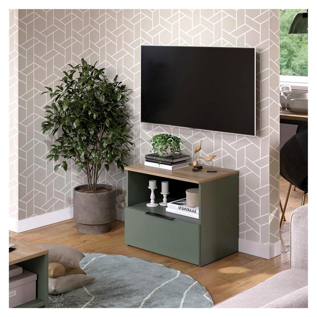 Kommode Wido, Grün, 60 x 50 cm mit Klappe