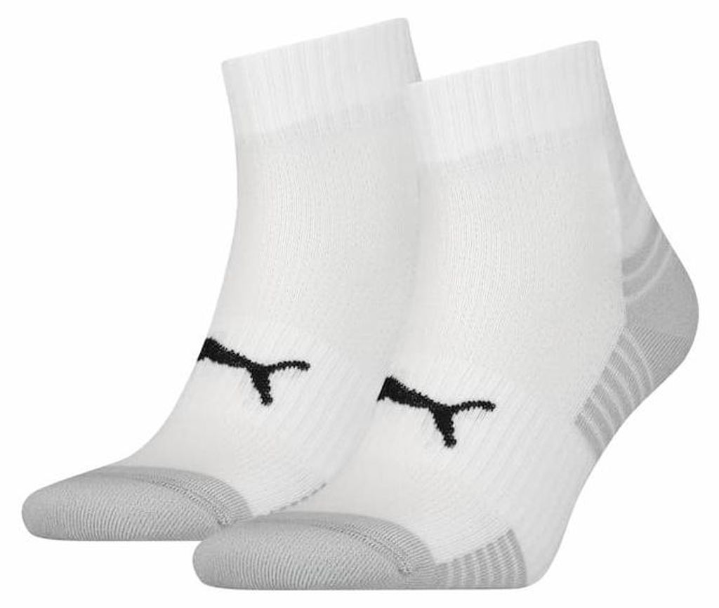 Unisex Viertel-Sportsocken mit Frottee-Sohle 2er-Pack – Weiß – 35-38