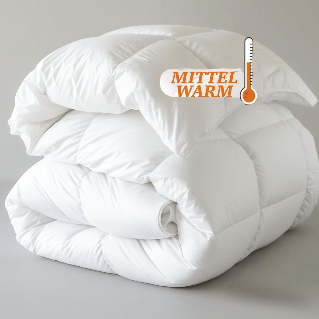 Ganzjahres Bettdecke 155x220 - Federbettdecke Decke mit Daunen & Federn - Ganzjahresdecke Waschbar & Atmungsaktiv - Daunendecke