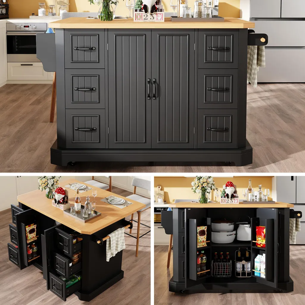 Desserte cuisine 120cm : solution rangement et plan travail mobile