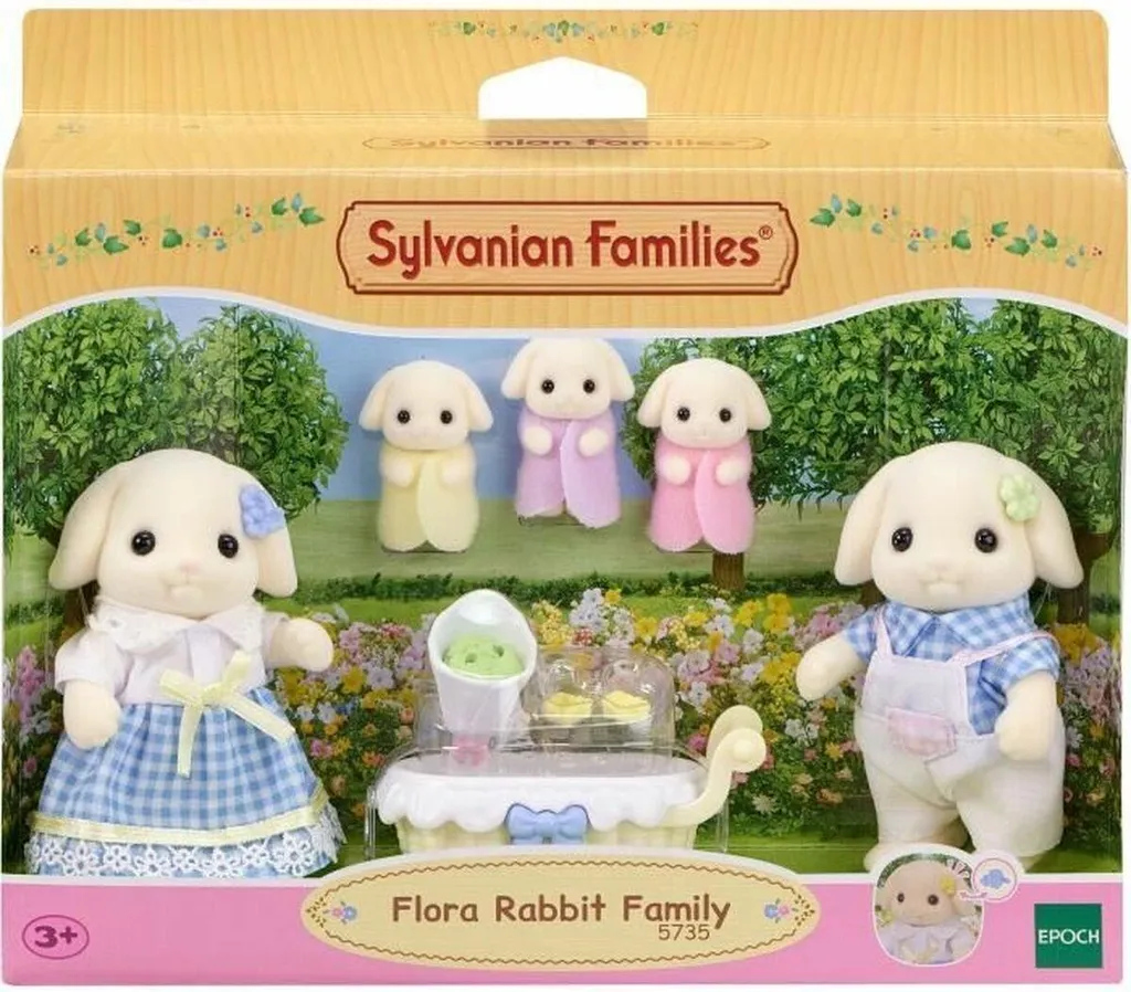 Jouet Éducatif Sylvanian Families 5735 : Famille Lapin Flora sans Écran