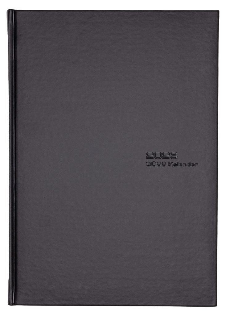 2026 GÜSS Buchkalender A5 Einband Balacron schwarz Produktbild 