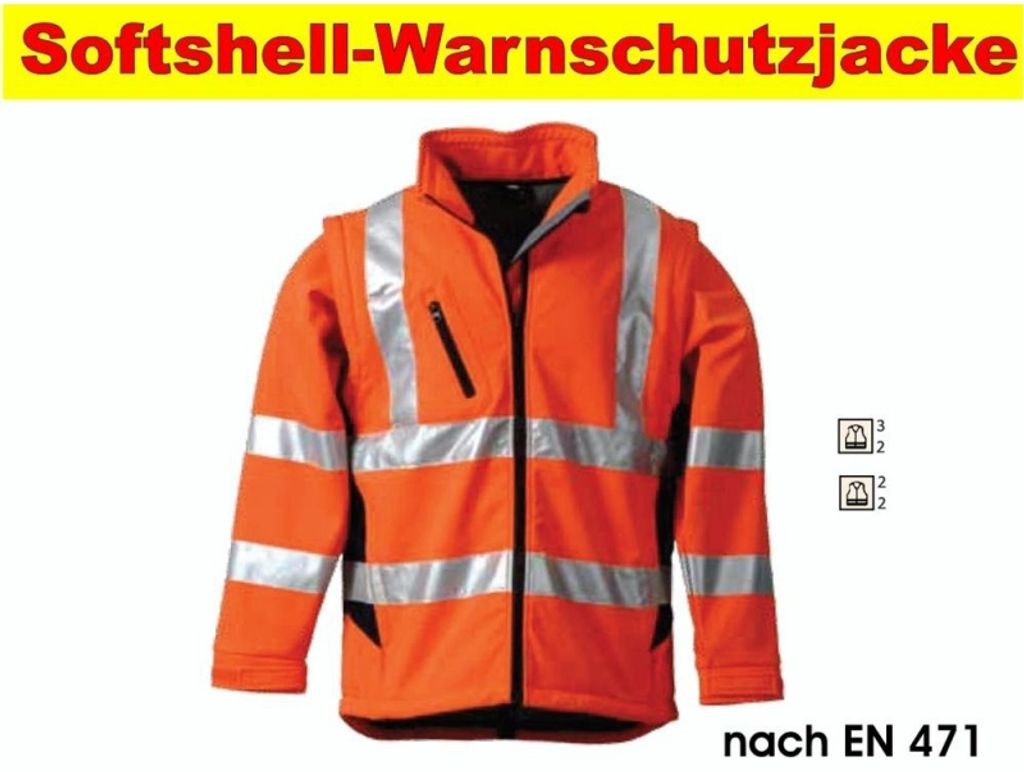 Softshell Warnschutzjacke nach EN 471 Warnorange Marine Größe XXXL