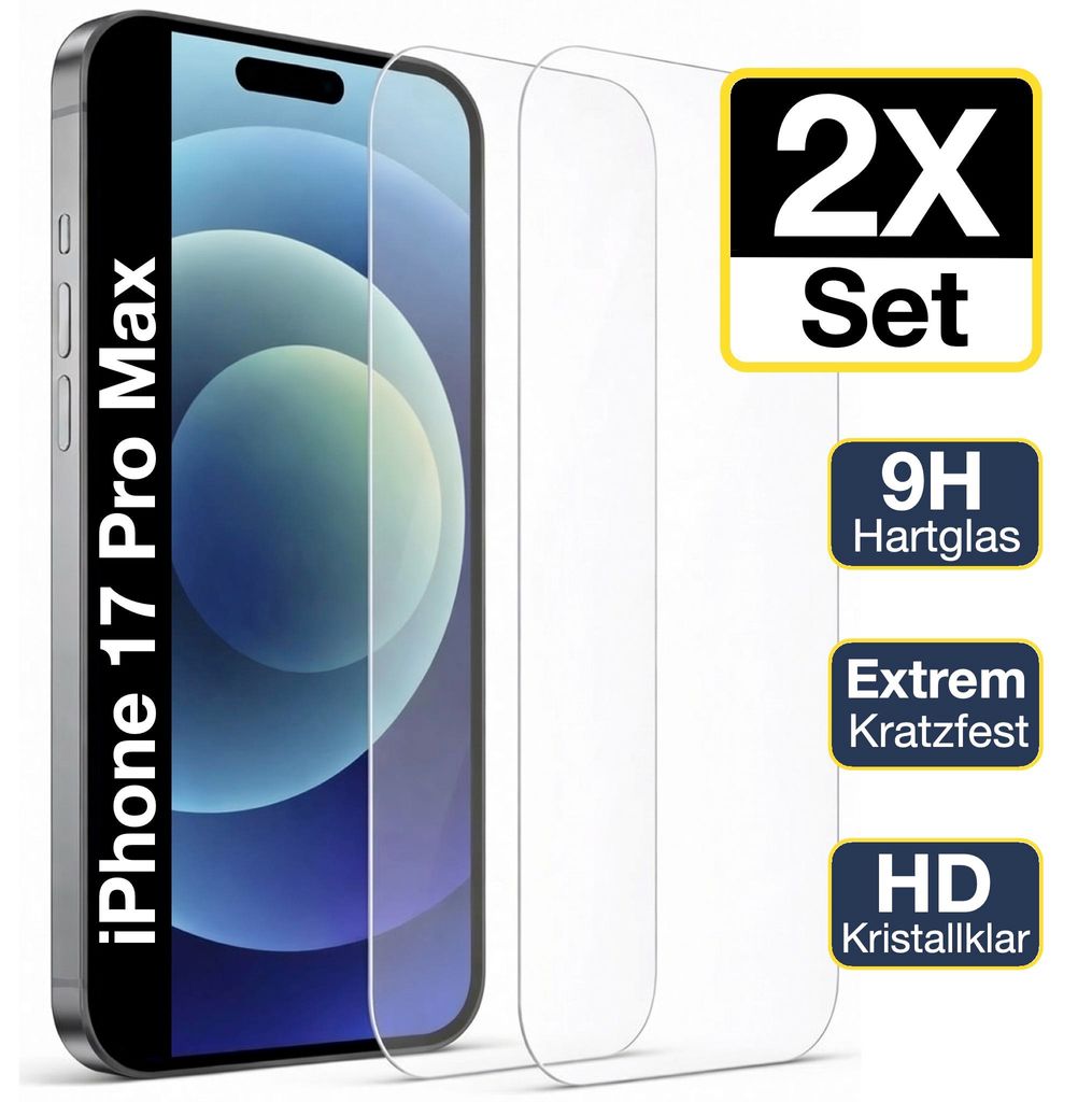 2x iPhone 17 Pro Max Panzerglas Panzerfolie Displayschutz Produktbild 