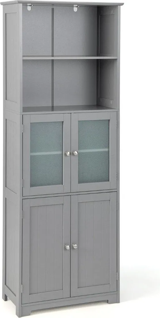 Rangement salle de bain gris gain de place 163 cm pour petits espaces