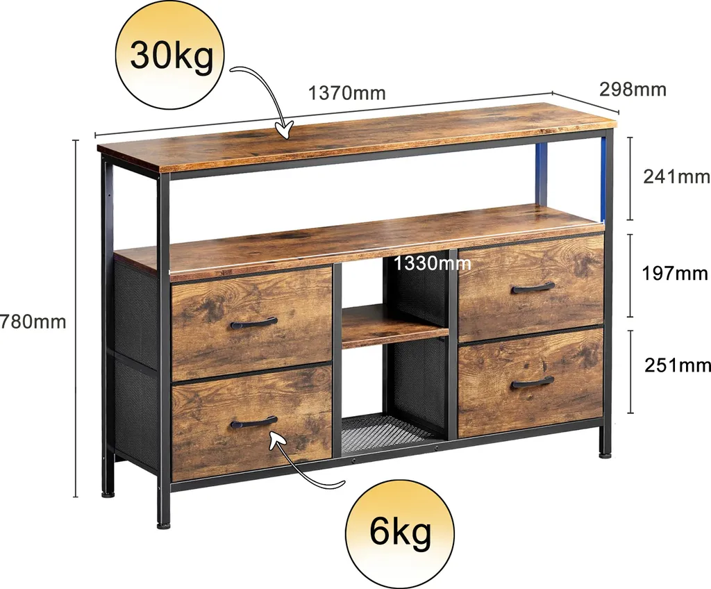Mobile Contenitore Robusto ProximaX: Legno, Metallo e LED - Duraturo - 9