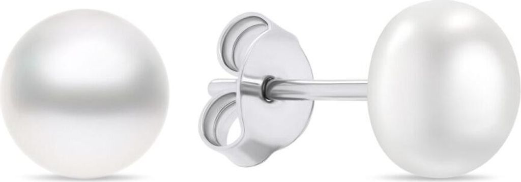 Charming silver stud earrings with real pearls EA585/6/7/8W - Diameter: 0.7 cm