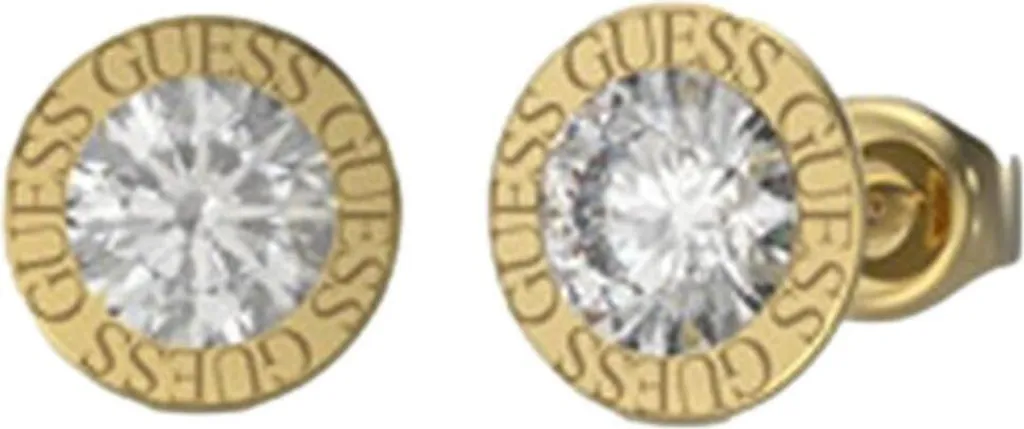 Boucles d'oreilles créoles Guess dorées pour femme avec logo gravé
