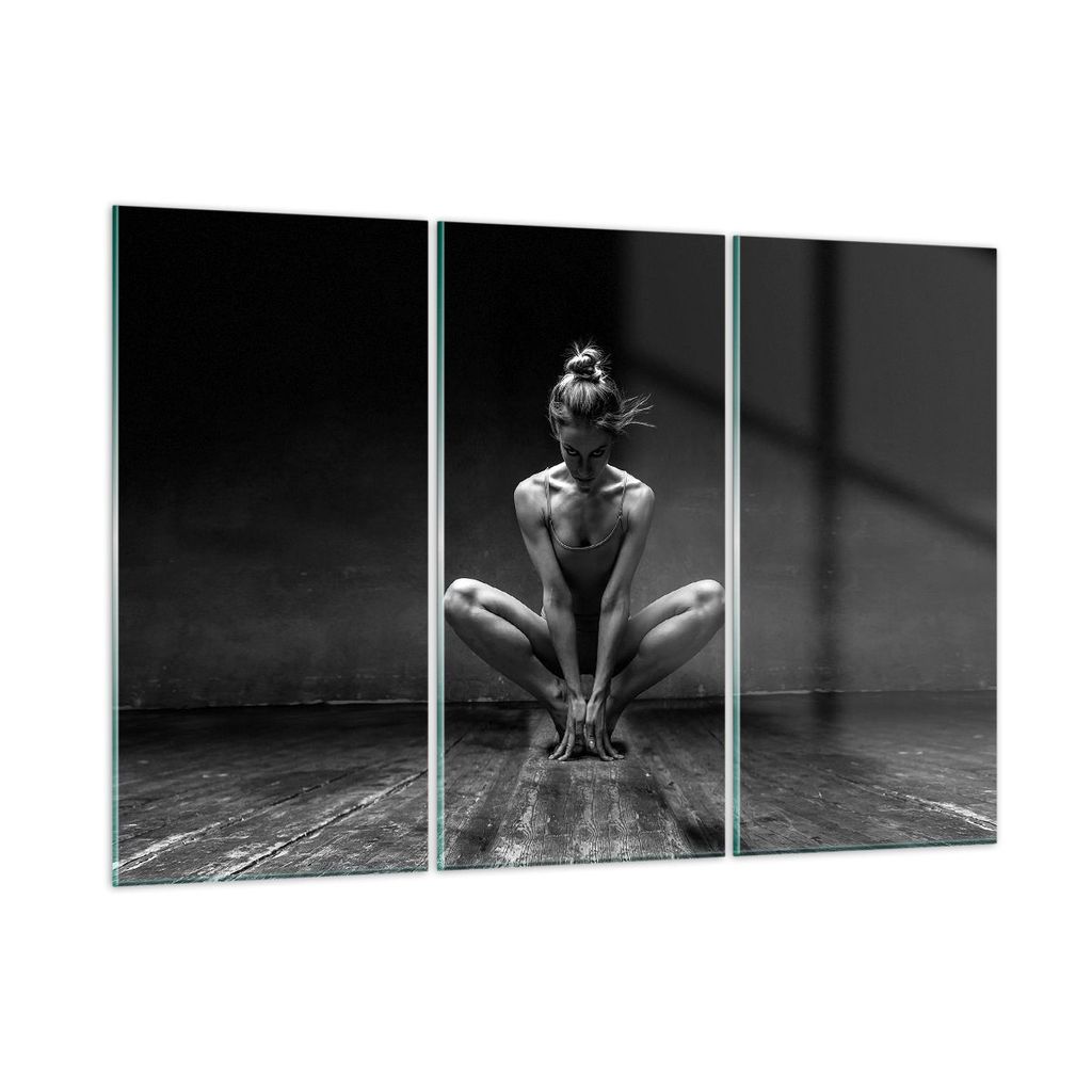 Bilder auf glas - 3 Teile - Tänzerin Frau Ballerina - 165x110cm - Glasbilder - Wandbilder - Bilder - zum Aufhängen bereit - Wanddekoration aus Gl...