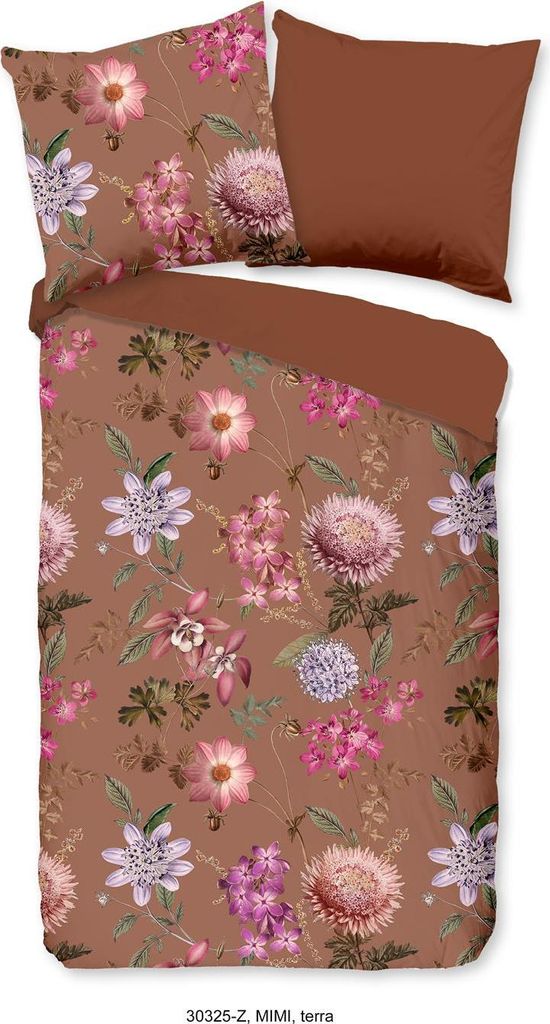 ZouZou Bettwäsche mit Blumen - 135x200 cm - 100% Baumwolle / Satin