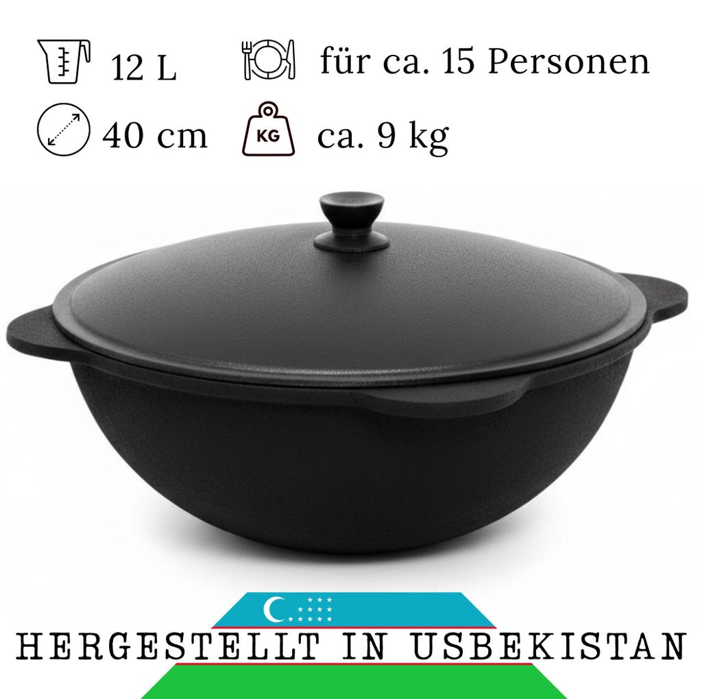 Kazan 12L in ghisa NAMANGAN con coperchio Pentola da Immagine del prodotto 