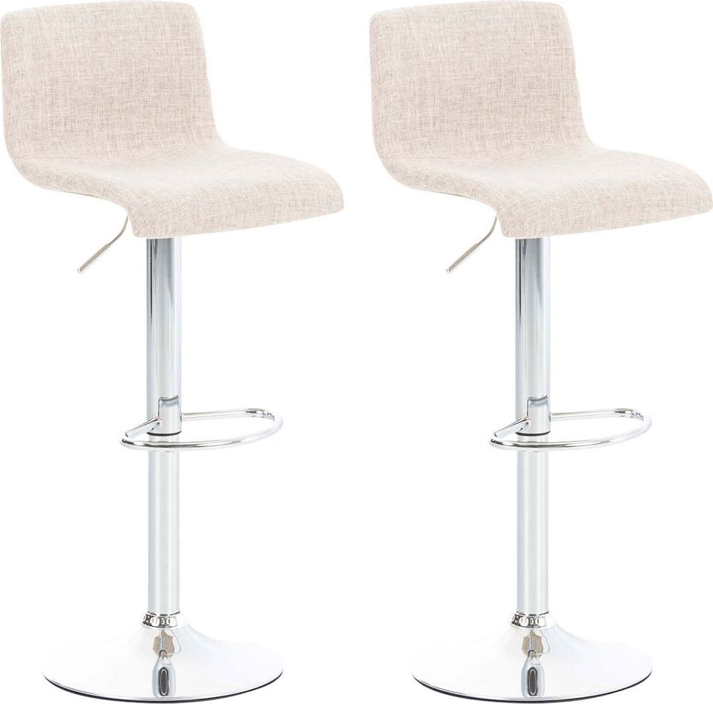CLP 2er Set Barhocker Hover Stoff höhenverstellbar und drehbar creme Gestell Farbe chrom