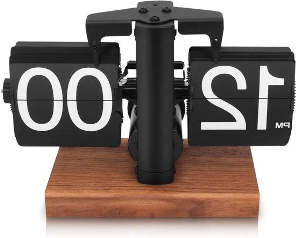 Horloge mécanique noire flip clock - Cadran basculant silencieux