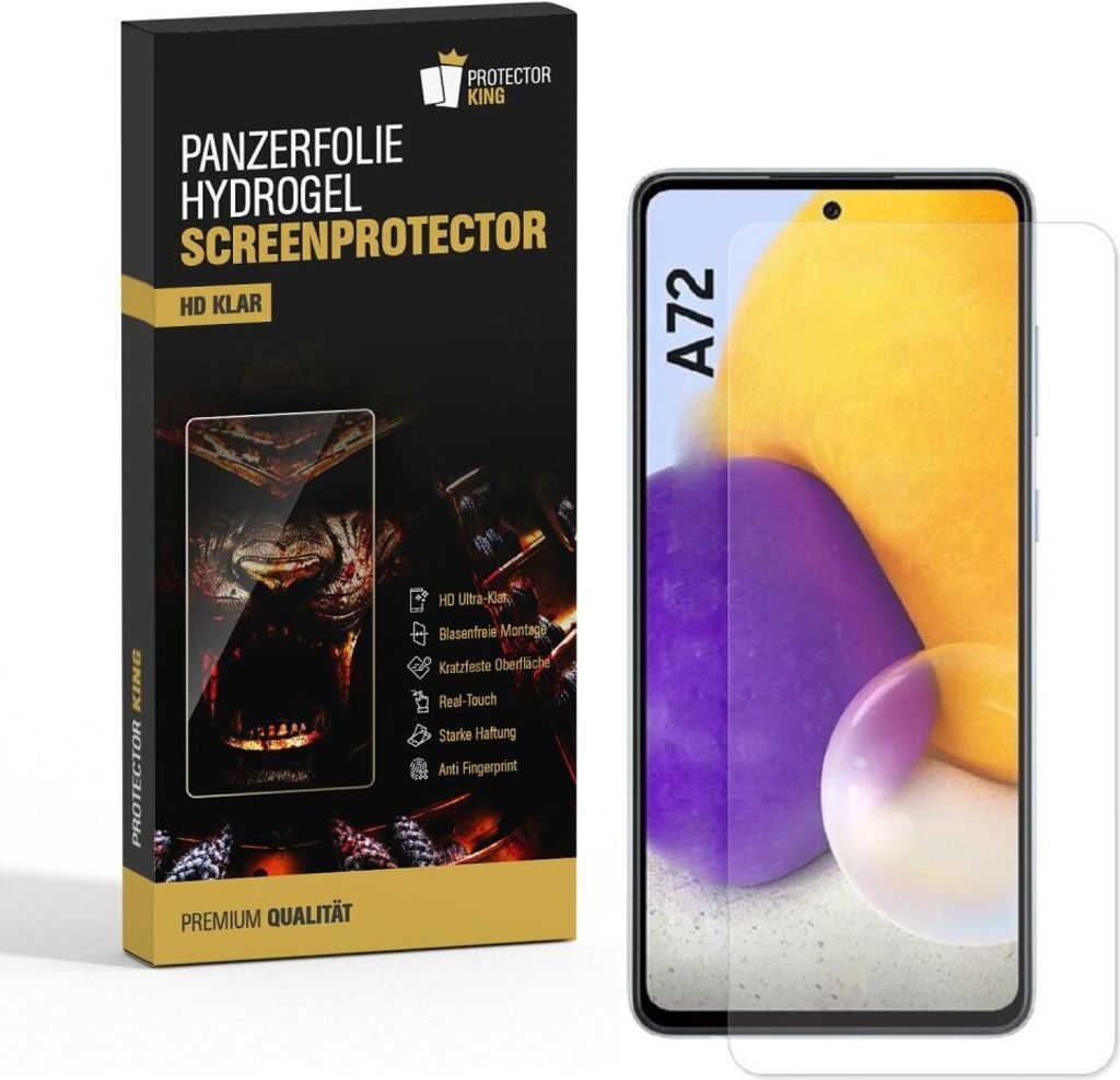 4x Panzerfolie für Samsung Galaxy A72 HYDROGEL FULL-COVER Displayschutzfolie HD KLAR