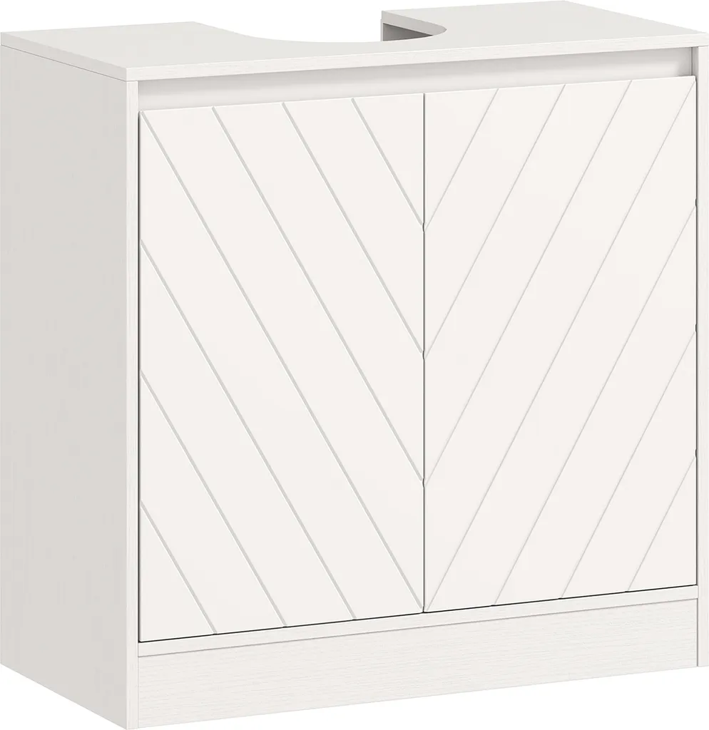 Rangement salon compact blanc pour petits espaces avec portes et étagère