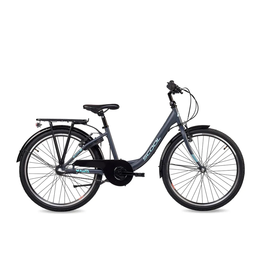 Vélo enfant 24 pouces S’COOL chiX gris foncé turquoise pour 7-11 ans