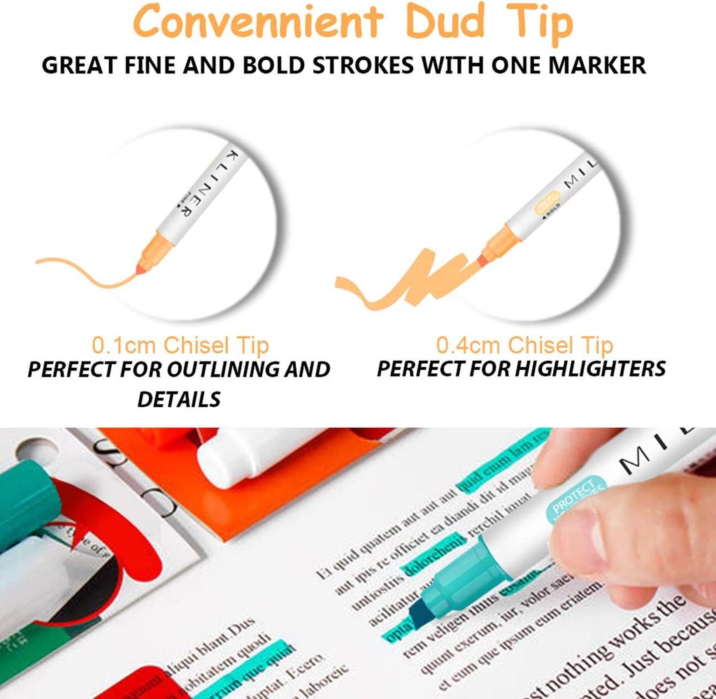APLI Textmarker-Set – 4 Stück Mit Einziehbarer Keilspitze, Leuchtende Farben, Für Schule & Büro