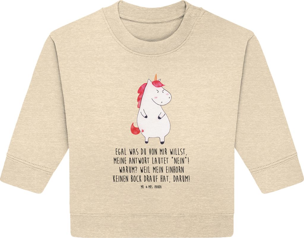Mr. & Mrs. Panda Organic Baby Pullover Einhorn Wut 6. - 12. Monat - Natural Raw - Geschenk, Einhörner, Realität, Spaß, Unicorn, Arbeit, Bullover