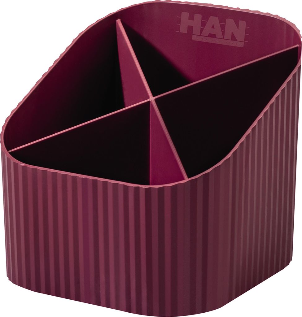 HAN Stiftehalter KARMA rot Polystyrol 4 Fächer 11,1 x 11,1 x 10,5 cm