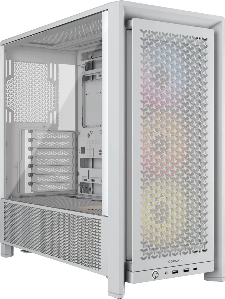 Boîtier PC Silencieux Corsair 4000D RS ARGB Blanc Anti-Poussière et Frais