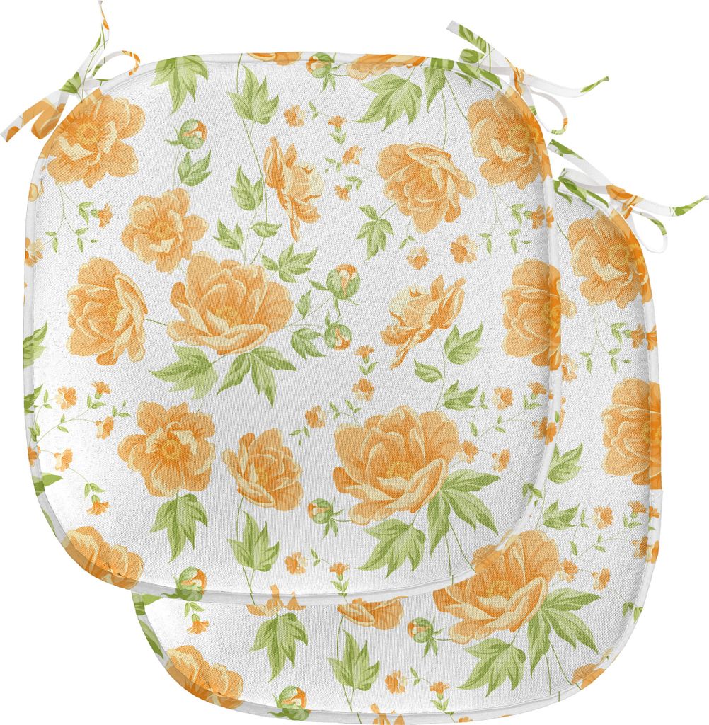 ABAKUHAUS Blume Polster für Esszimmerstühle, Blumensträuße Peony, Dekoratives wasserfestes Kissen mit Riemen für Küchensitze, 40 cm x 40 cm-2...