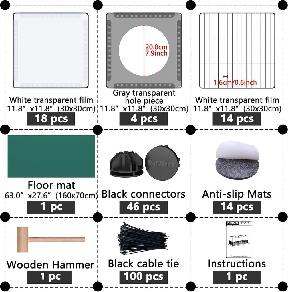 Cage Ouverte Modulable pour Petits Animaux avec Tapis de Sol Oxford 63cm