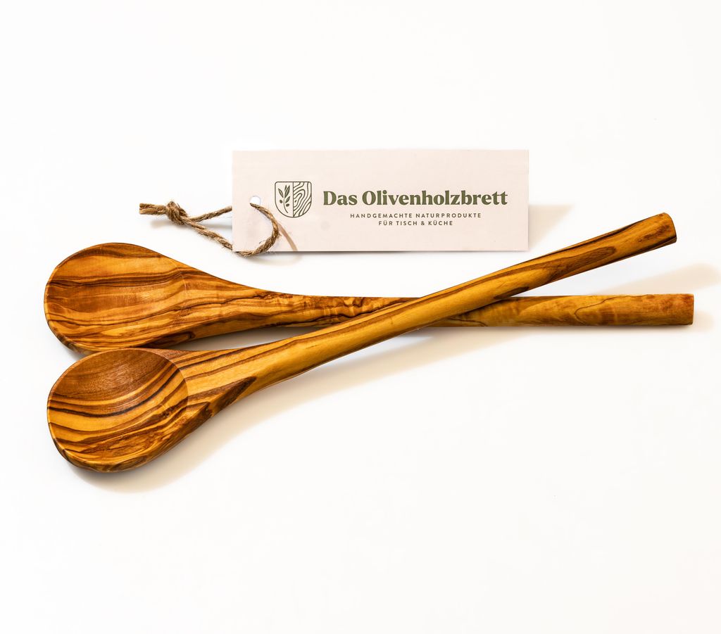 2er Set Kochlöffel aus Olivenholz mit rundem Stiel 30 cm Produktbild 