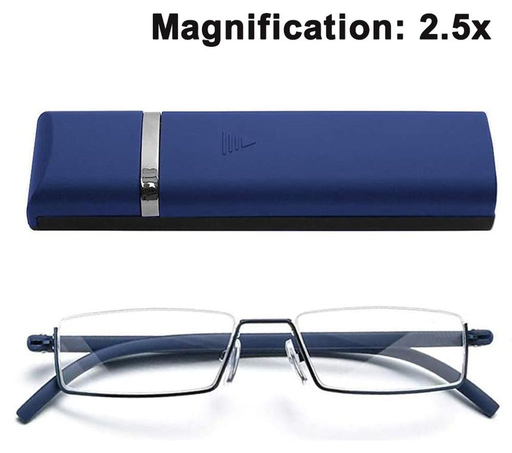 Klare Halbrahmen-Lesebrille für Damen und Herren, leichte Computerlesebrille mit tragbarem Spiegelfach