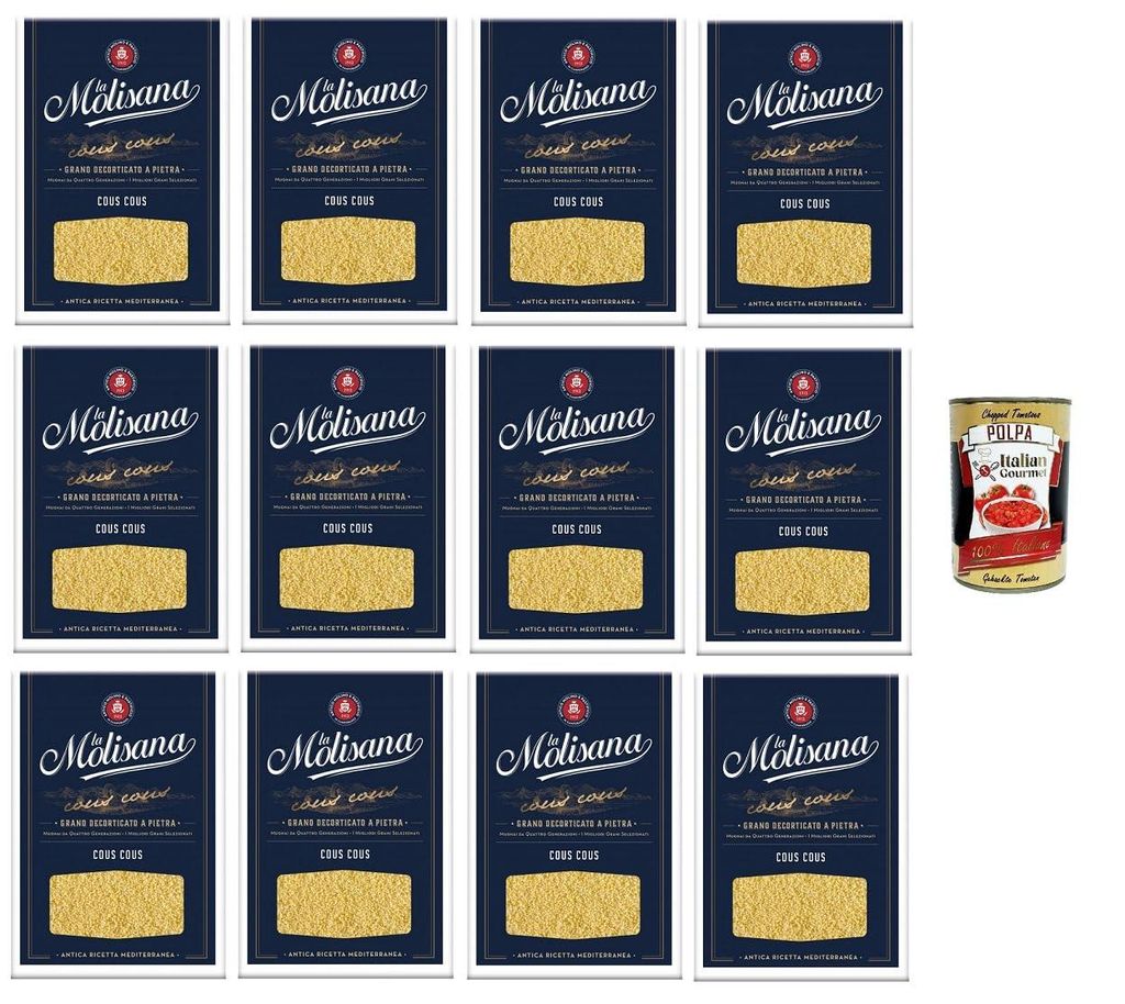 La Molisana Cous Cous Steingeschälter Weizen N°621 12 x 500gr + Italian Gourmet polpa 400g