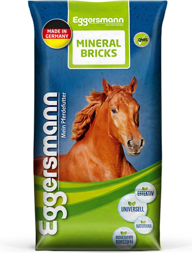 A bag of horse feed with a picture of a horse on it.