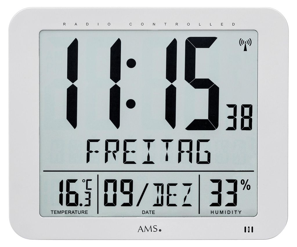 AMS 5884 Funk-Wanduhr, digital, Silber, Kunststoff Produktbild 