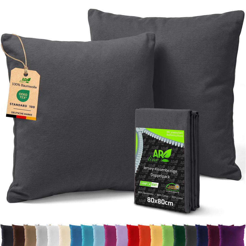 AR Line 2er Pack Jersey Kissenbezüge 80x80 Baumwolle – Produktbild 
